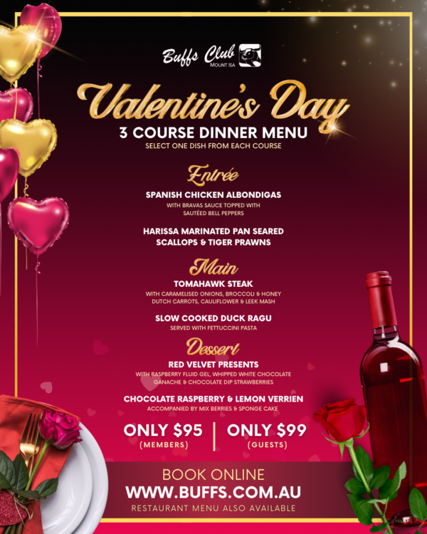 Valentine's Day Dinner - Buffs Club Mount Isa